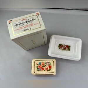 Avon Country Garden White Ceramic Soap Dish with Floral Decal